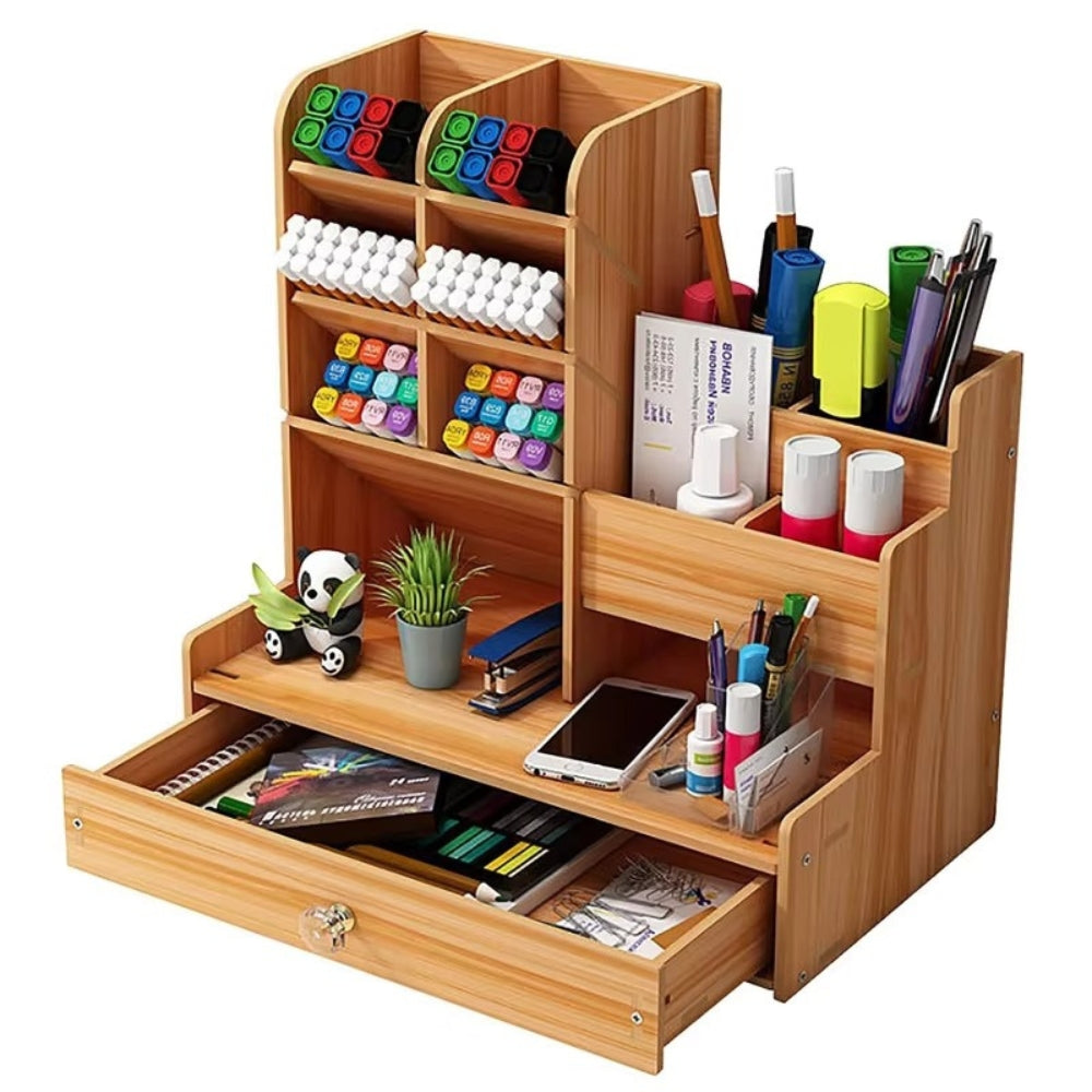 Desk Organiser Diy Desktop Tidy Pen Holder With Drawer