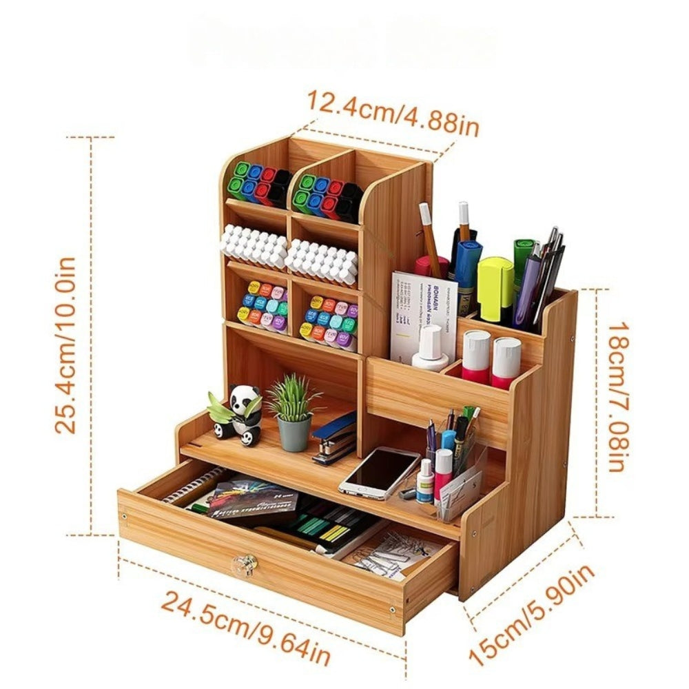 Desk Organiser Diy Desktop Tidy Pen Holder With Drawer