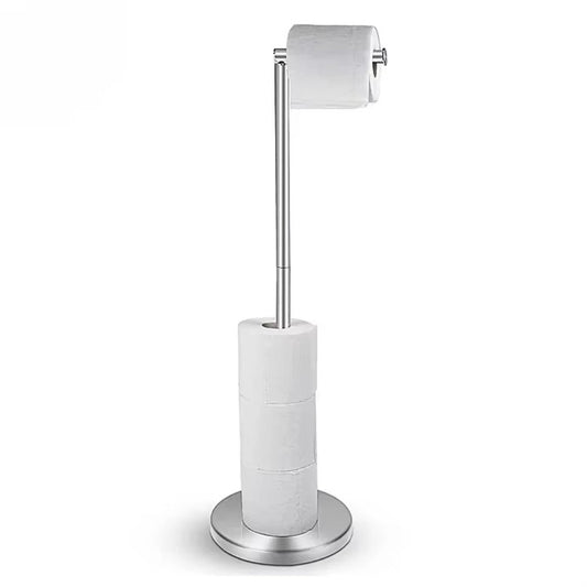 Stainless Steel Floor Mounted Toilet Paper Holder With Single Pole