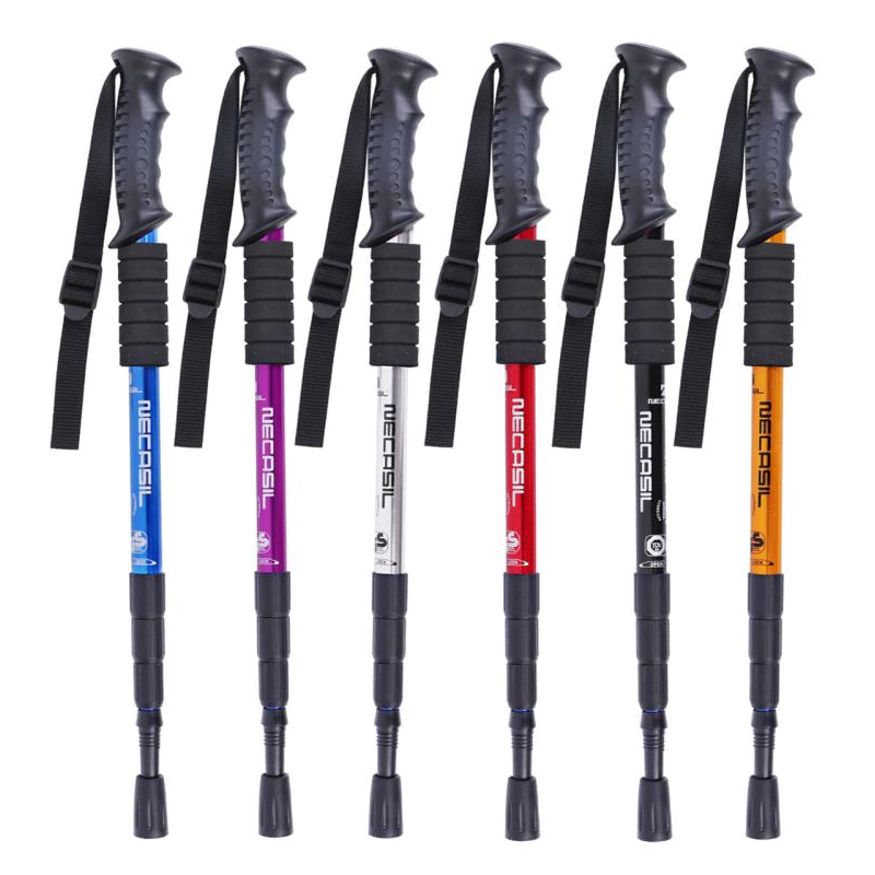 Straight Shank Trekking Pole Lock Telescopic Belt 3 Section Shock Absorber