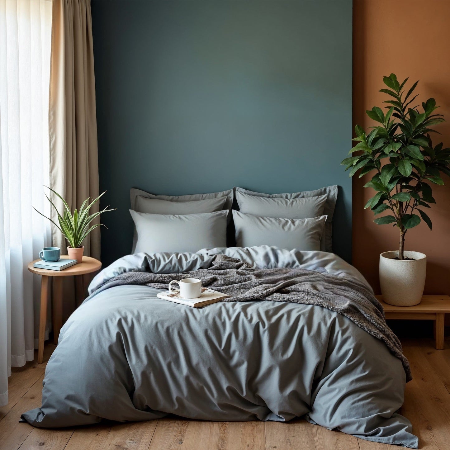 Royal Comfort 1000Tc Cotton Blend Quilt Cover Sets King Charcoal