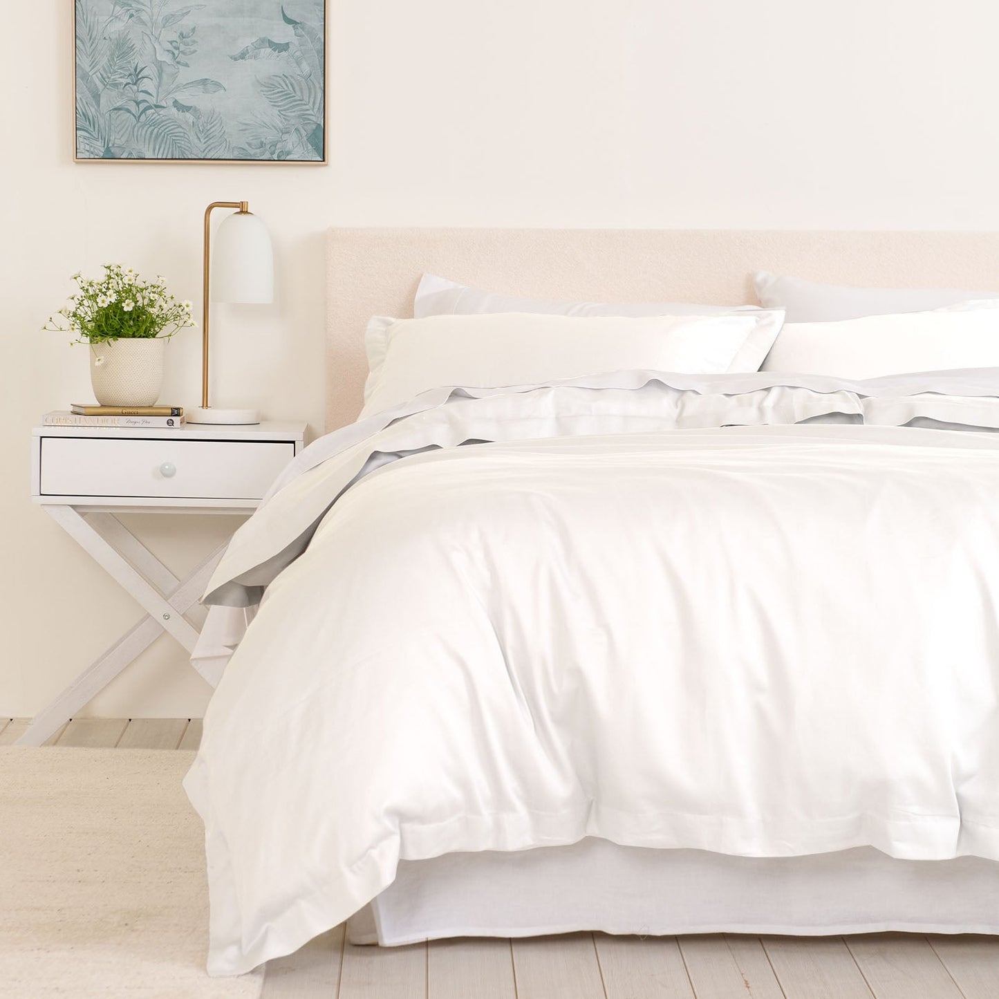 Royal Comfort Balmain 1000Tc Bamboo Cotton Quilt Cover Sets (Queen) White