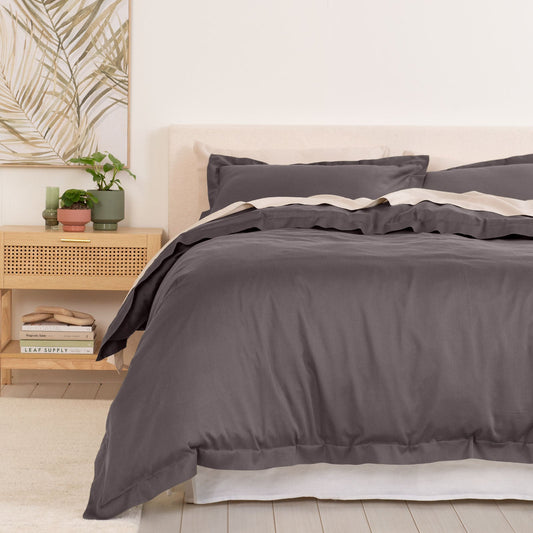 Royal Comfort Balmain 1000Tc Bamboo Cotton Quilt Cover Sets (Queen) Pewter
