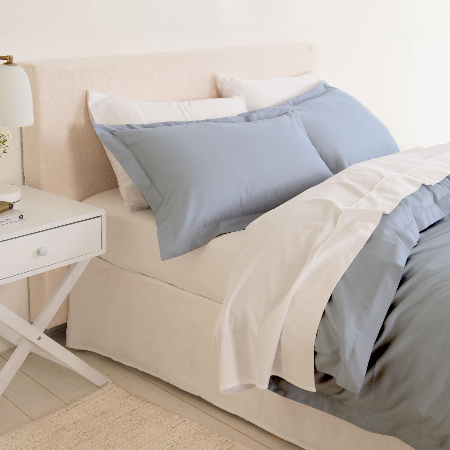 Royal Comfort Balmain 1000Tc Bamboo Cotton Quilt Cover Sets Queen Blue Fog