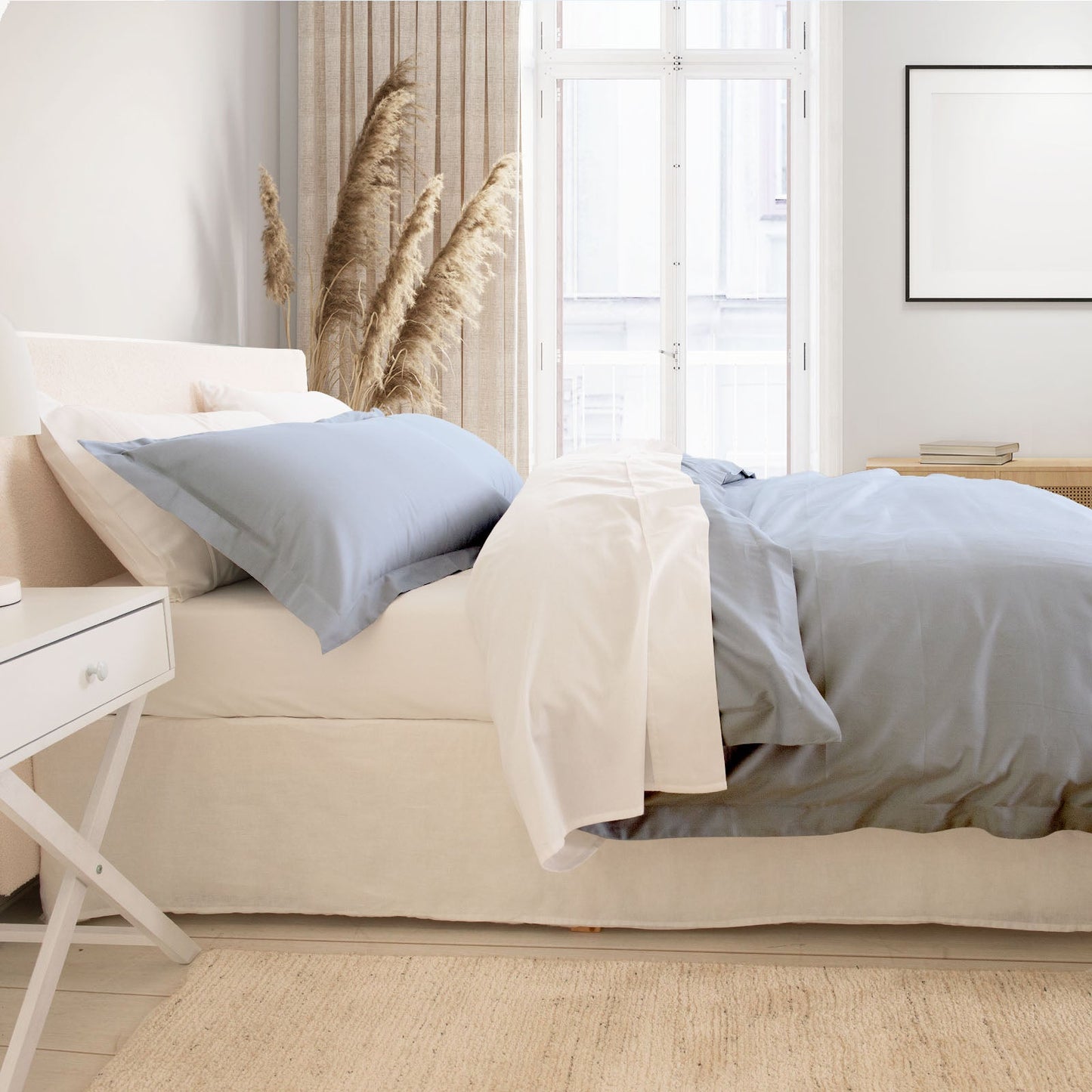 Royal Comfort Balmain 1000Tc Bamboo Cotton Quilt Cover Sets King Size Blue Fog