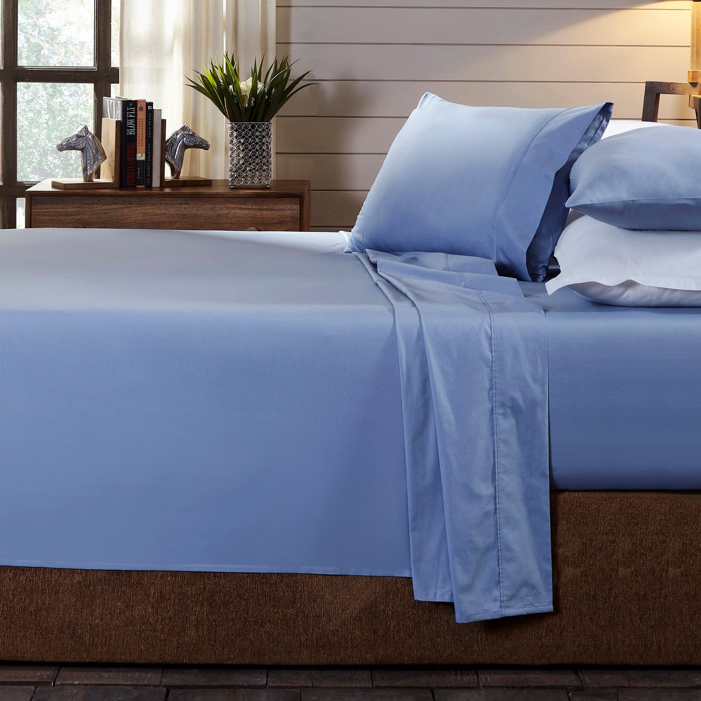 Royal Comfort 250Tc 100% Organic Cotton 4 Piece Sheet Set Double Indigo