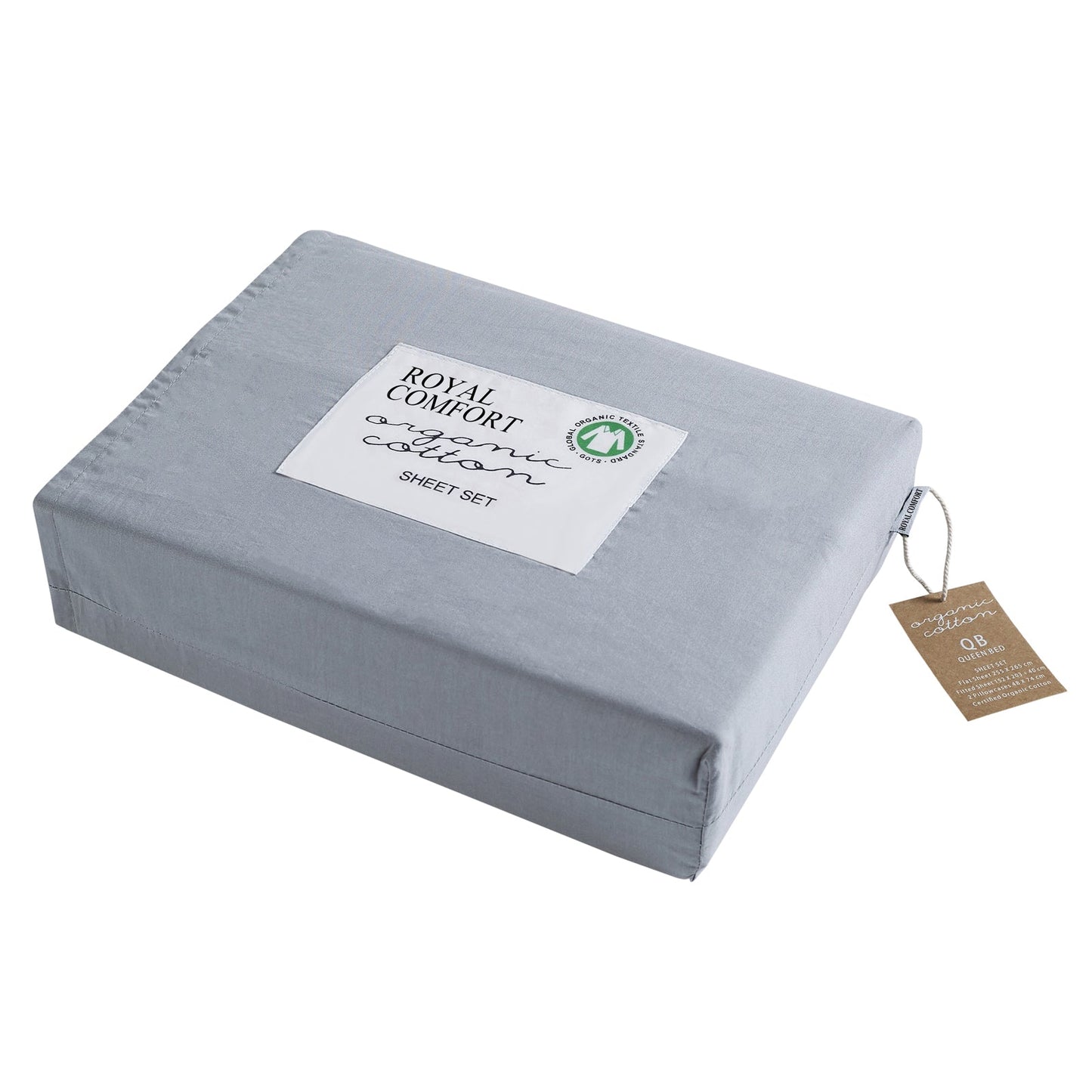 Royal 250Tc 100% Organic Cotton 4 Piece Sheet Set Double Graphite