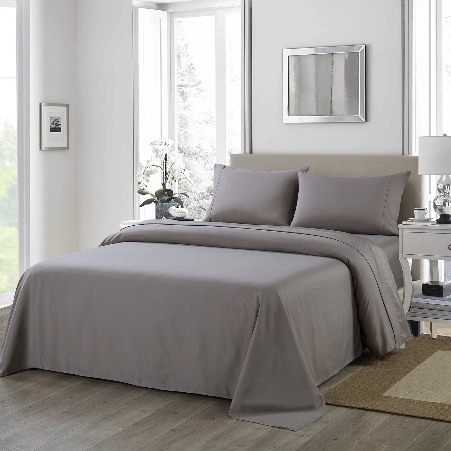 Royal Comfort 1200Tc Ultrasoft 4 Piece Sheet Set - Double Charcoal