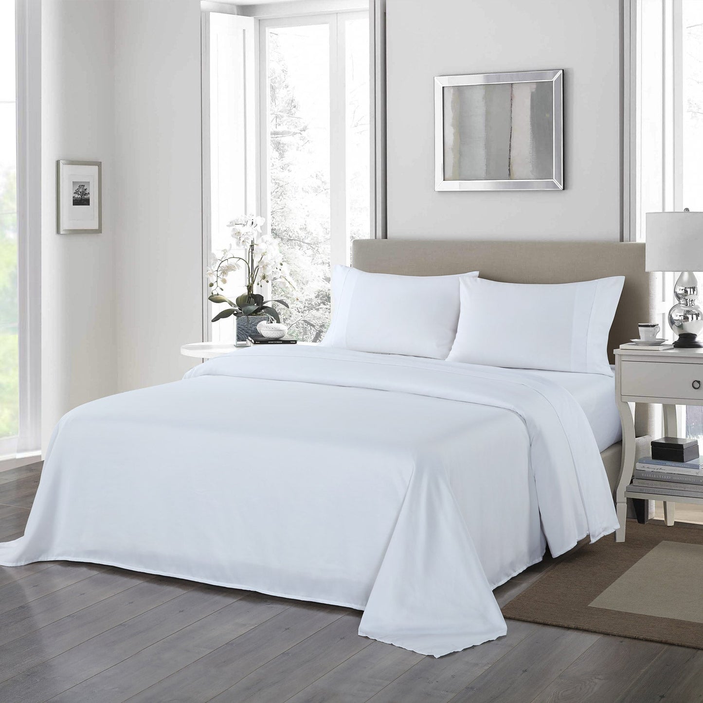 Royal Comfort 1200Tc Ultrasoft 4 Piece Sheet Set - Queen White