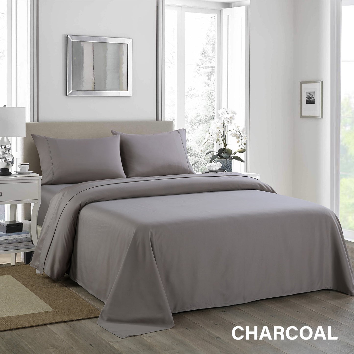 Royal Comfort 1200Tc Ultrasoft 4 Piece Sheet Set - Queen Charcoal
