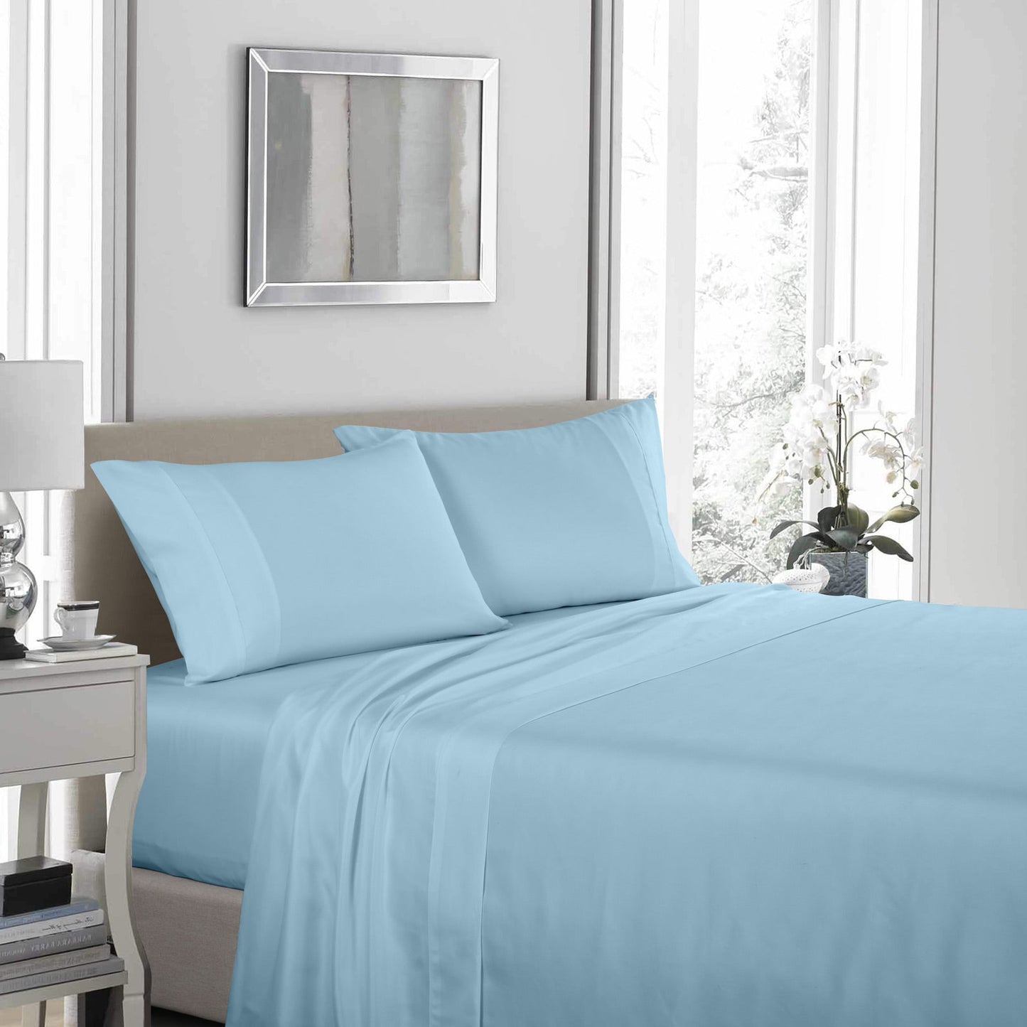 Royal Comfort 1200Tc Ultrasoft 4 Piece Sheet Set - Queen Sky Blue