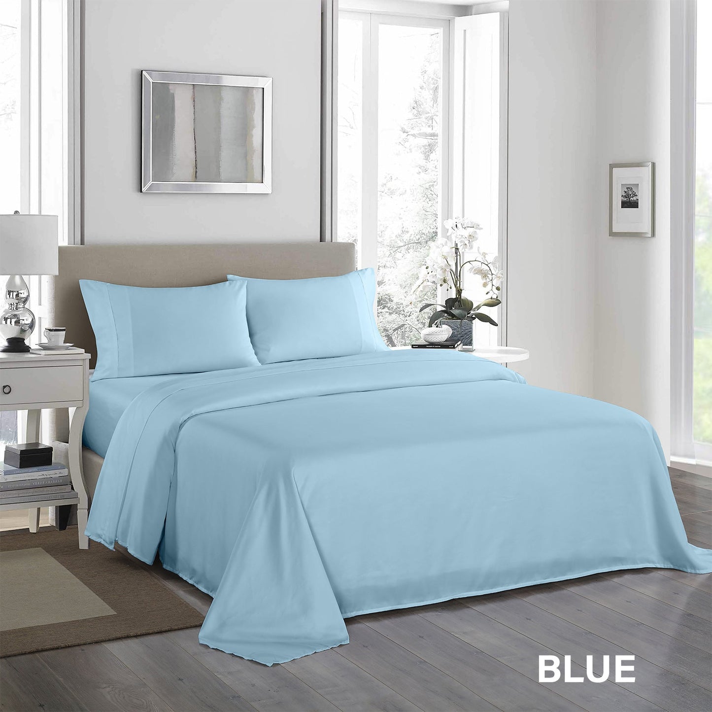 Royal Comfort 1200Tc Ultrasoft 4 Piece Sheet Set King Sky Blue