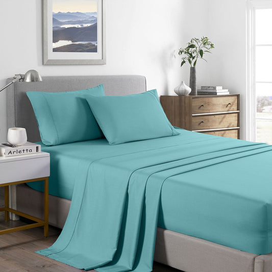 Royal Comfort Bamboo Cooling 2000Tc Sheet Set - Double-Aqua