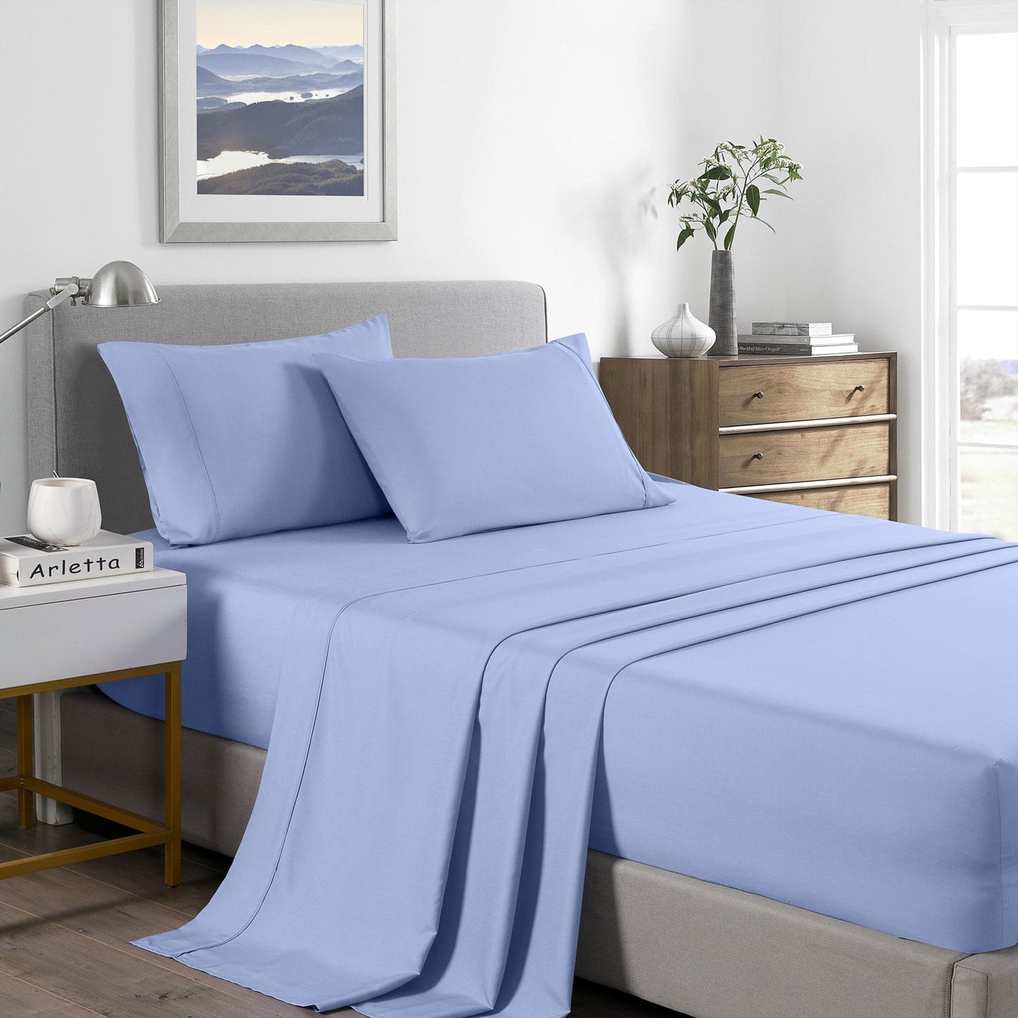 Royal Comfort Bamboo Cooling 2000Tc Sheet Set Single Light Blue