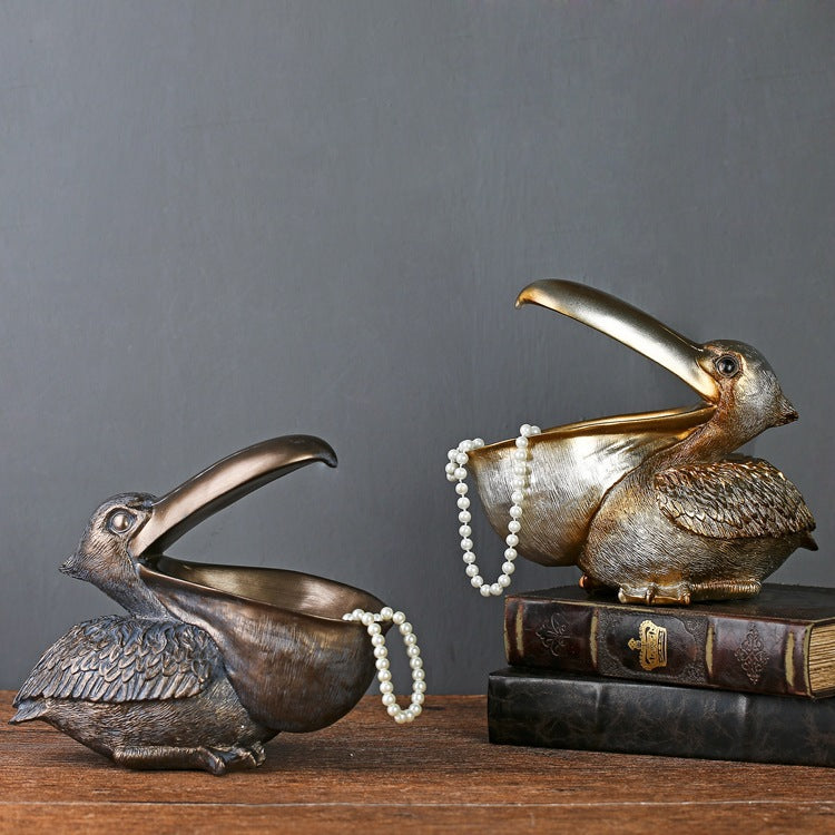 Resin Pelican Ornament Key Holder Jewellery Storage Decor
