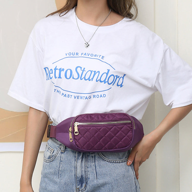Rhombus Fanny Packs For Women Crossbody Waist Bags Sports Hiking Cycling Running