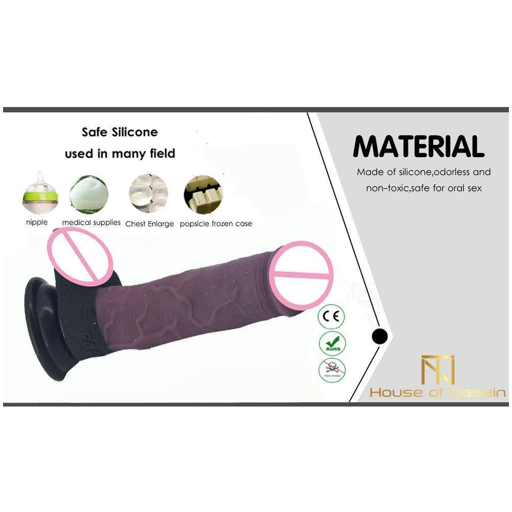 20Cm Silicone Realistic Dildo Butt Plug Anal Black