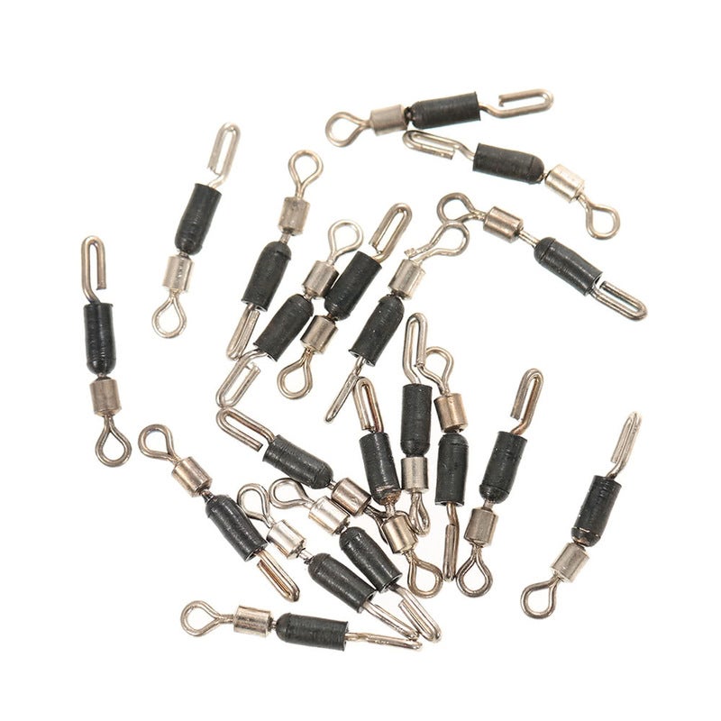 20Pcs Rolling Fishing Swivels Line To Hook Connectors High Strength Quick Fast Link Stainless Steel With Rubber Hose Tac