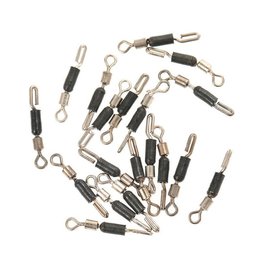 20Pcs Rolling Fishing Swivels Line To Hook Connectors High Strength Quick Fast Link Stainless Steel With Rubber Hose Tac