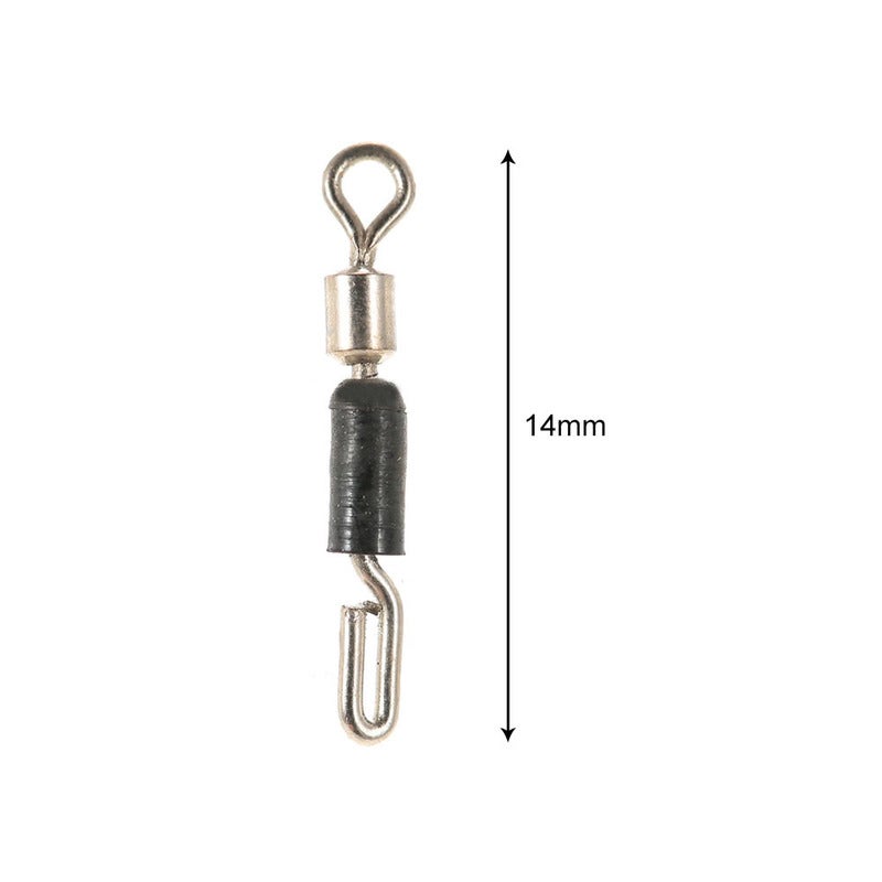 20Pcs Rolling Fishing Swivels Line To Hook Connectors High Strength Quick Fast Link Stainless Steel With Rubber Hose Tac