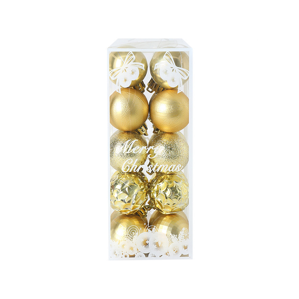 20Pcs 4Cm Christmas Tree Ball Hanging Multi-Styles Electroplating Decor Gold