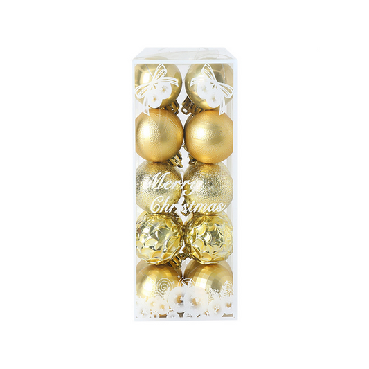 20Pcs 4Cm Christmas Tree Ball Hanging Multi-Styles Electroplating Decor Gold