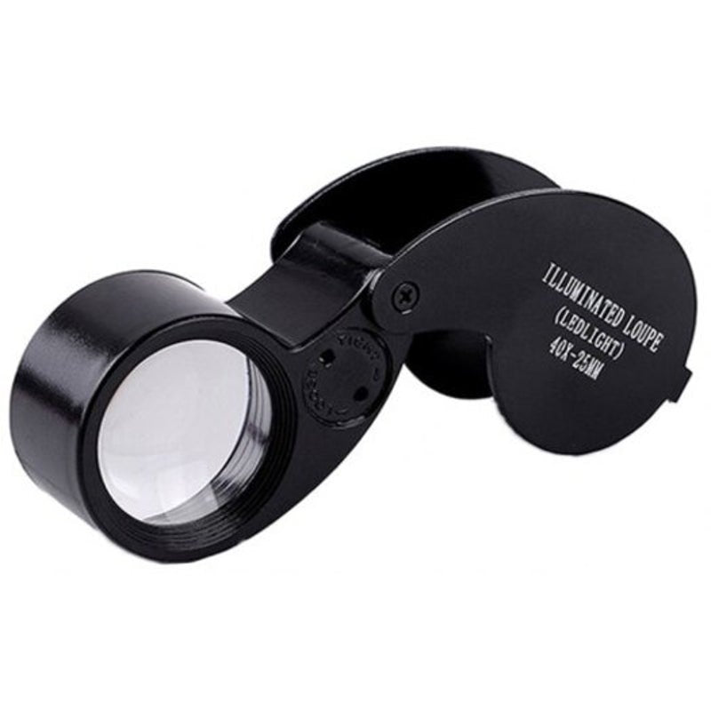 21011 40X Aluminum Alloy Magnifier With Led For Jewelry Black
