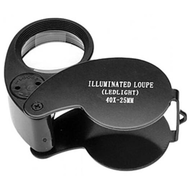 21011 40X Aluminum Alloy Magnifier With Led For Jewelry Black