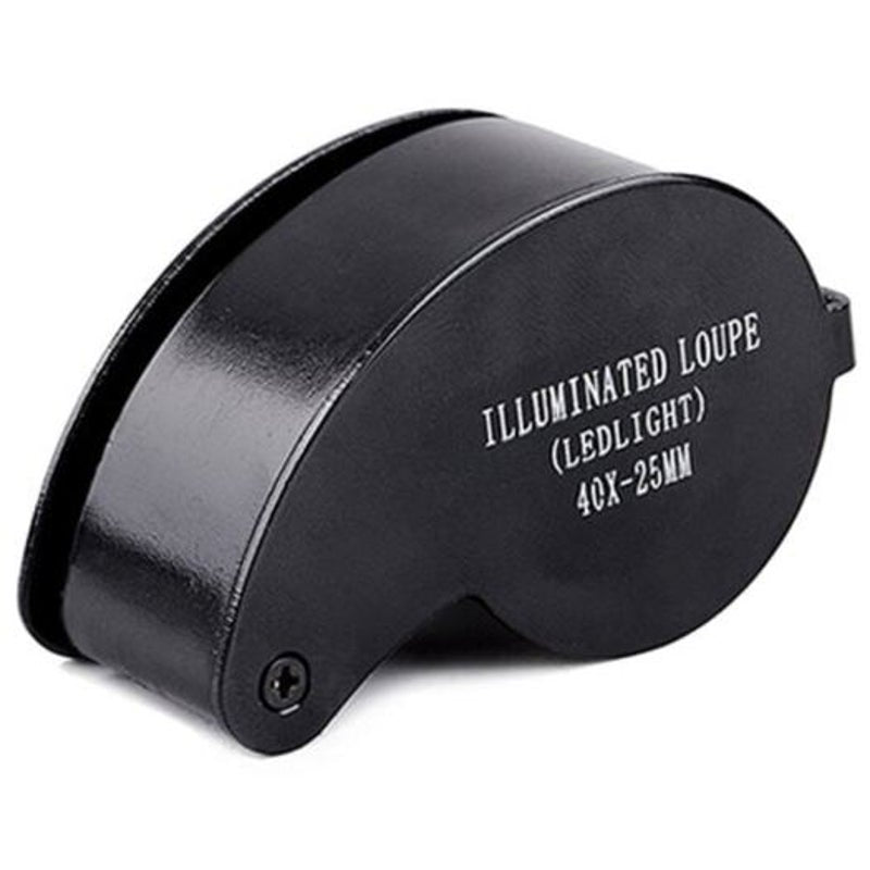 21011 40X Aluminum Alloy Magnifier With Led For Jewelry Black
