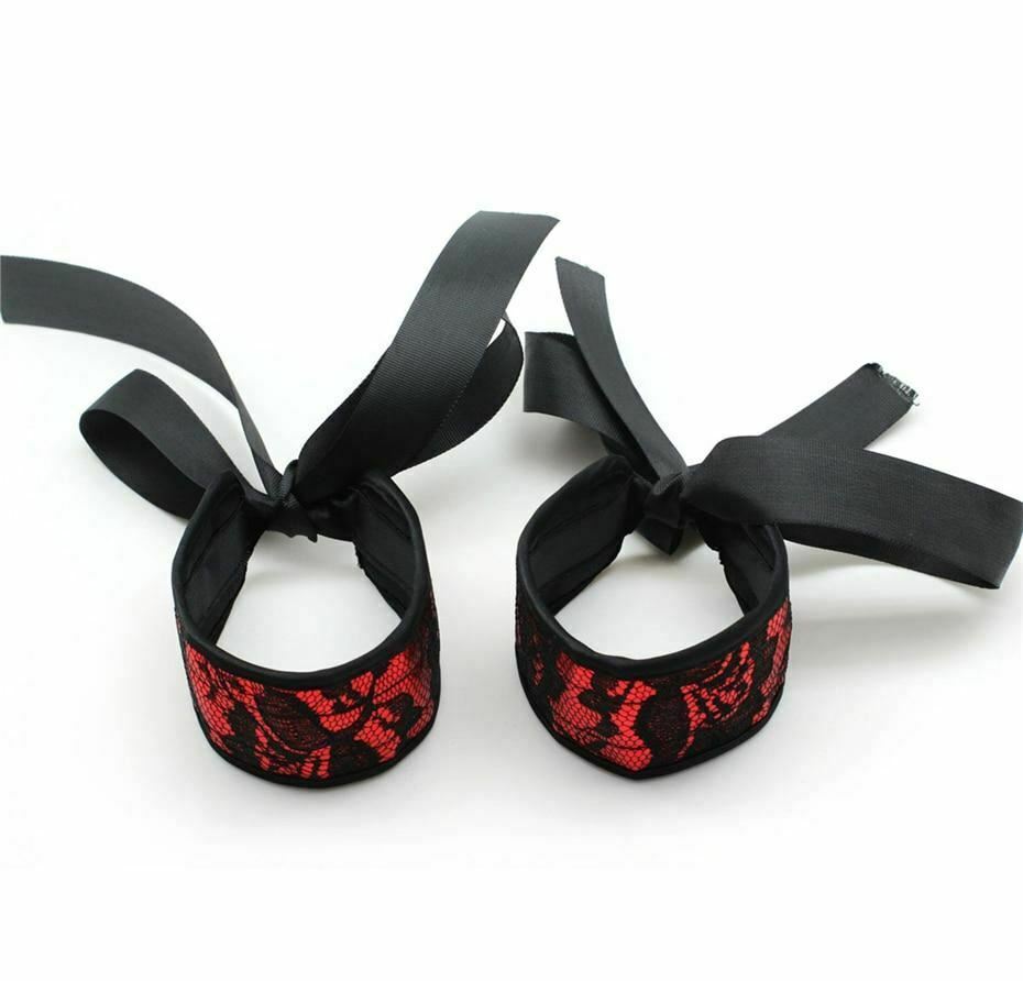 Romantic Red Black Lace Handcuffs Bdsm Bondage Wrist Restraints