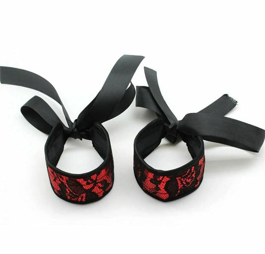 Romantic Red Black Lace Handcuffs Bdsm Bondage Wrist Restraints
