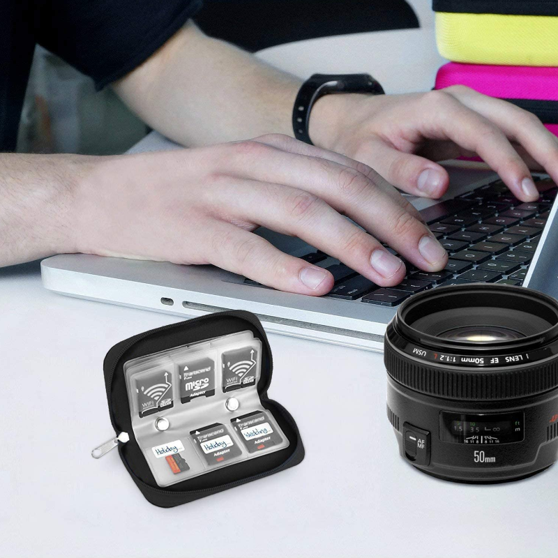 22 Slots Memory Card Storage Case For Cf / Sd Cards Black
