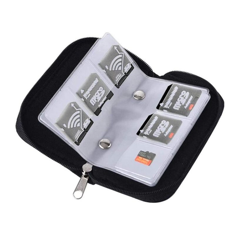 22 Slots Memory Card Storage Case For Cf / Sd Cards Black