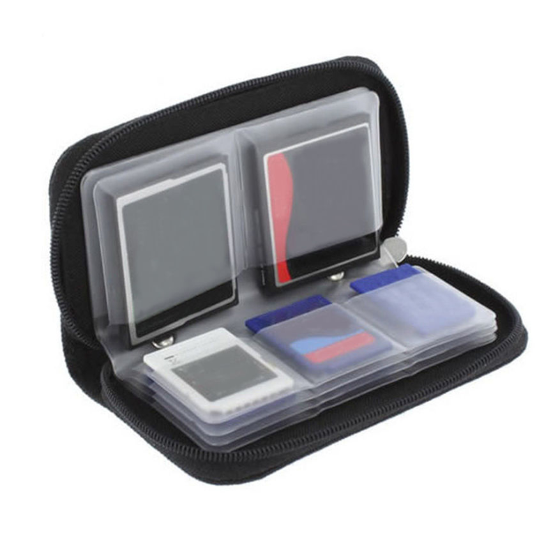 22 Slots Memory Card Storage Case For Cf / Sd Cards Black