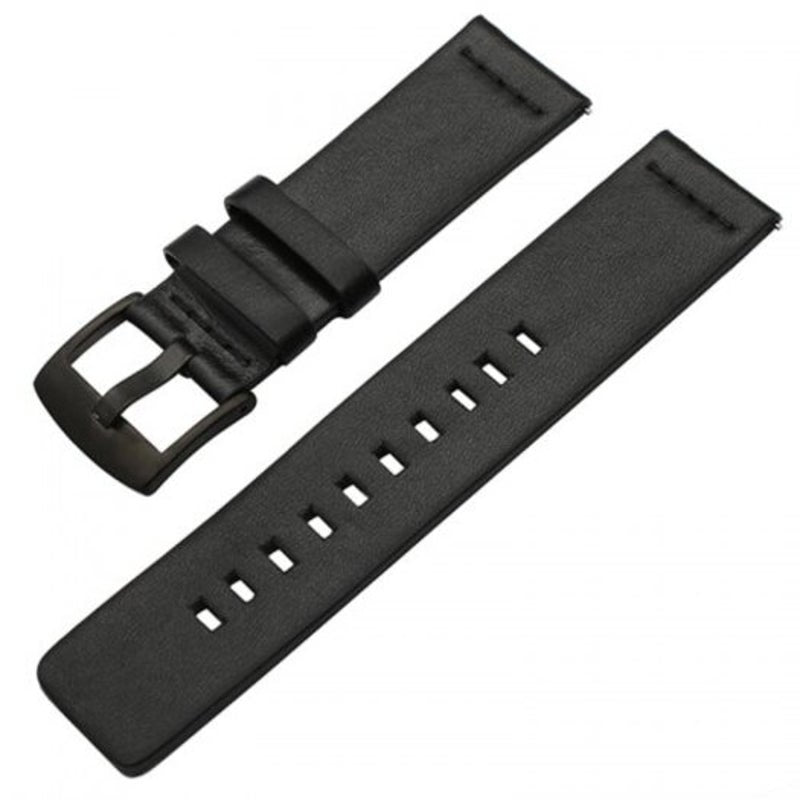 22Mm Luxury Genuine Leather Watch Band Strap For Motorola 360 2Nd Black