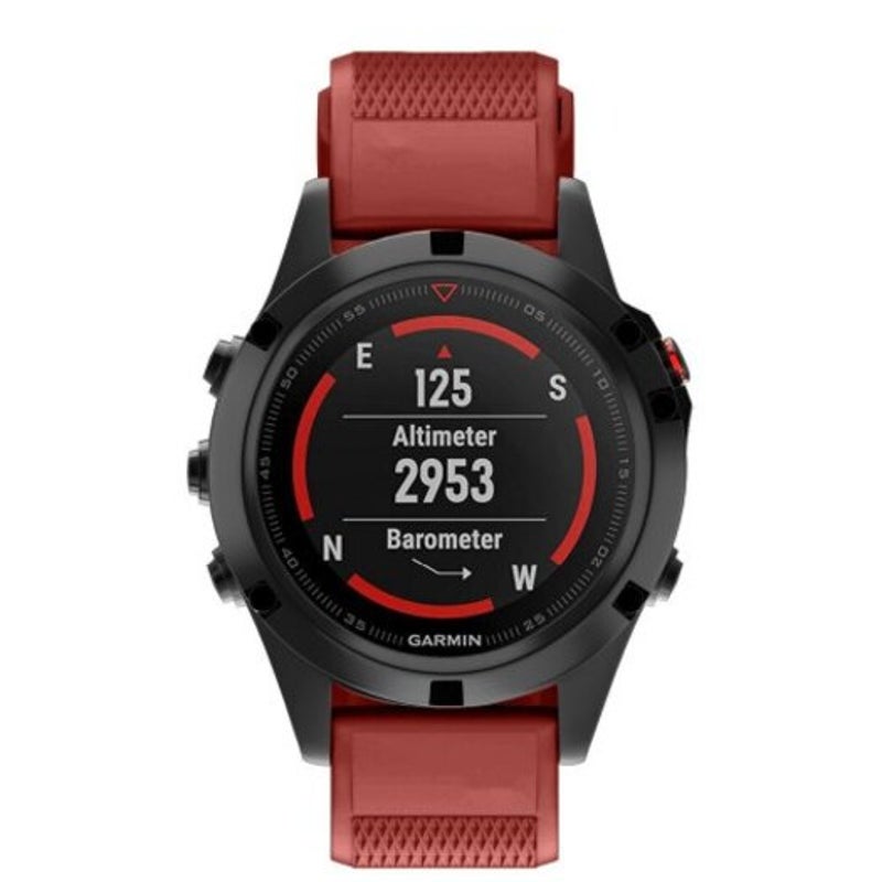 22Mm Quick Release Sport Silicone Watch Band Strap Tool For Garmin Fenix 5 Red