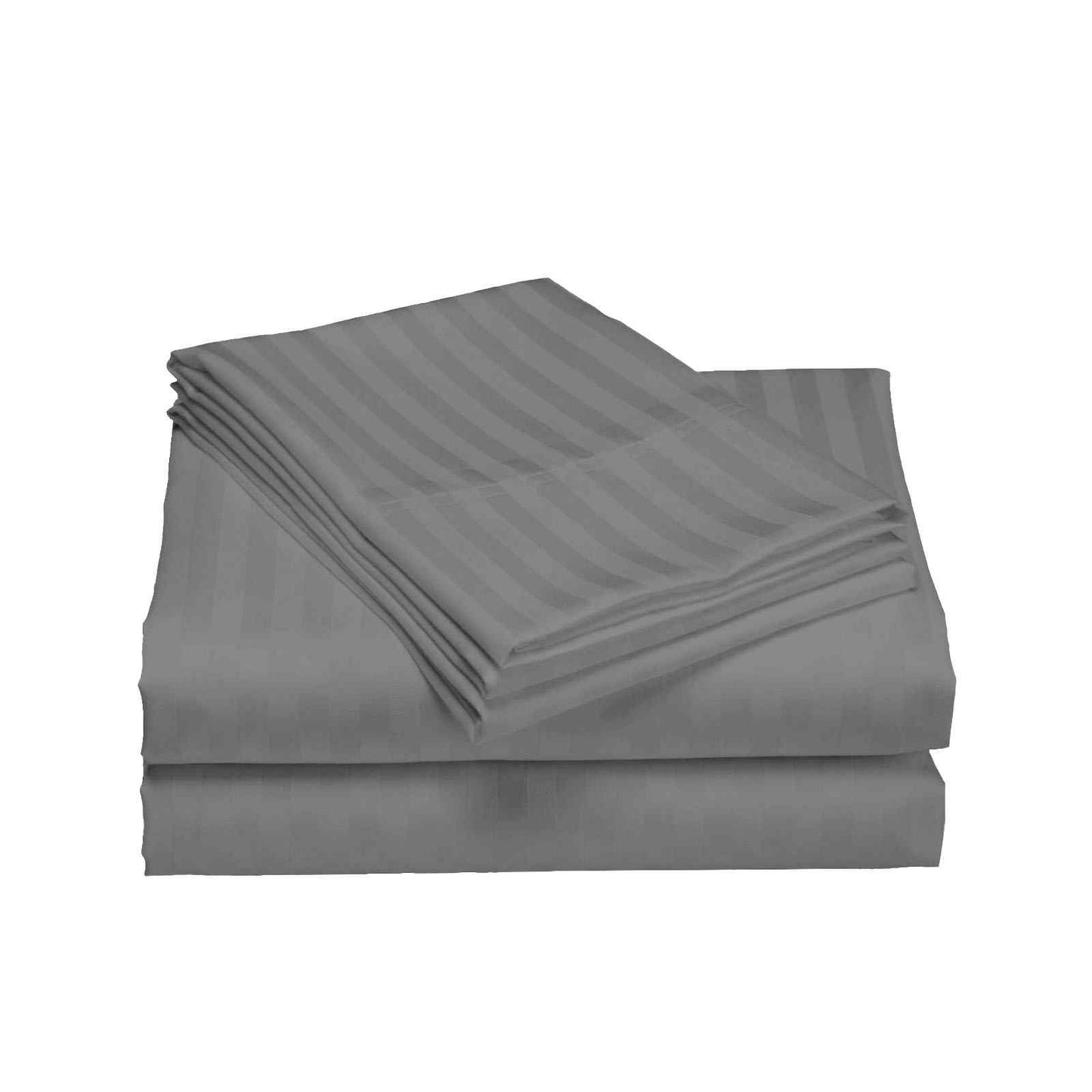 Royal Comfort 1200 Thread Count Damask Stripe Cotton Blend Sheet Sets Queen Charcoal Grey