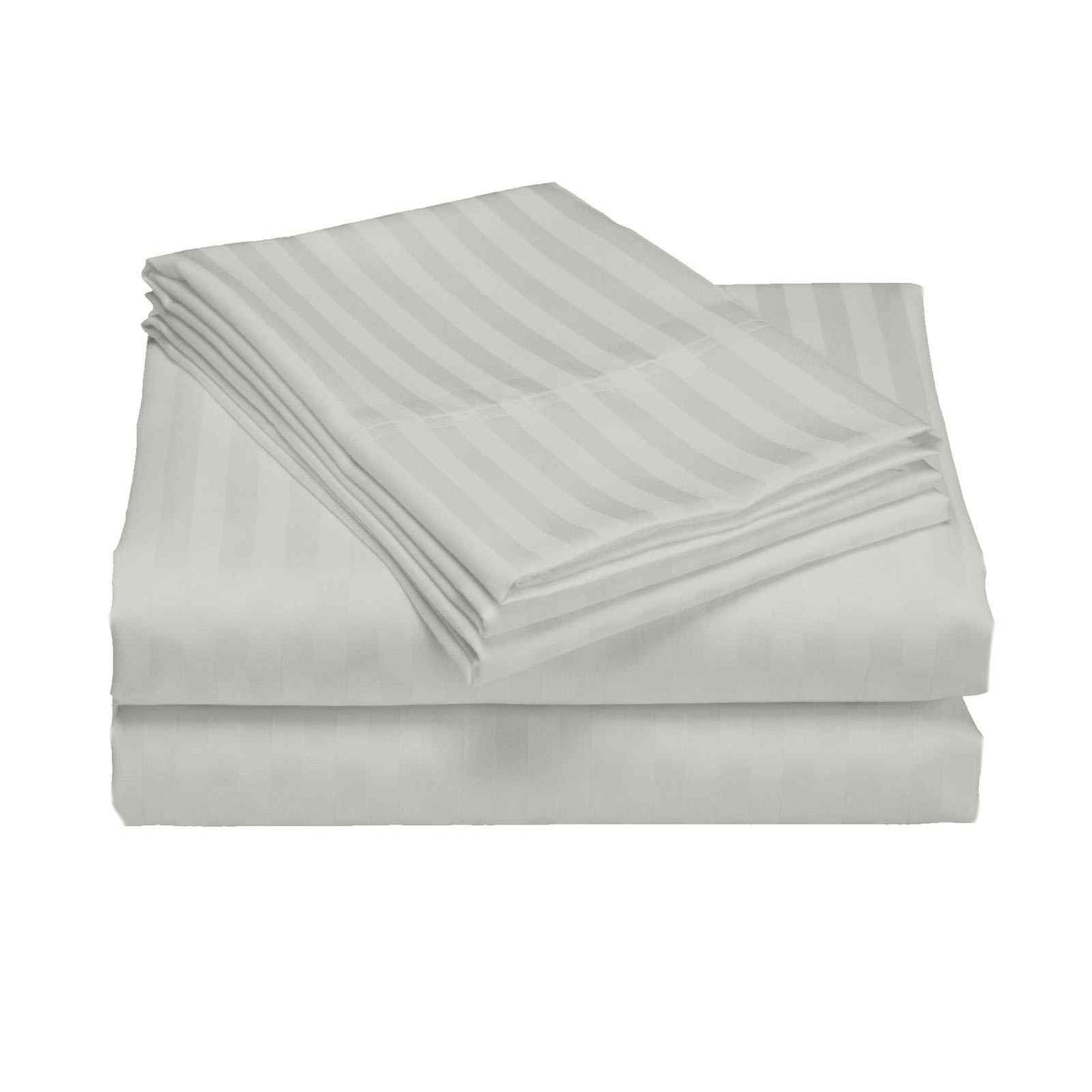 Royal Comfort 1200 Thread Count Damask Stripe Cotton Blend Sheet Sets Queen Silver