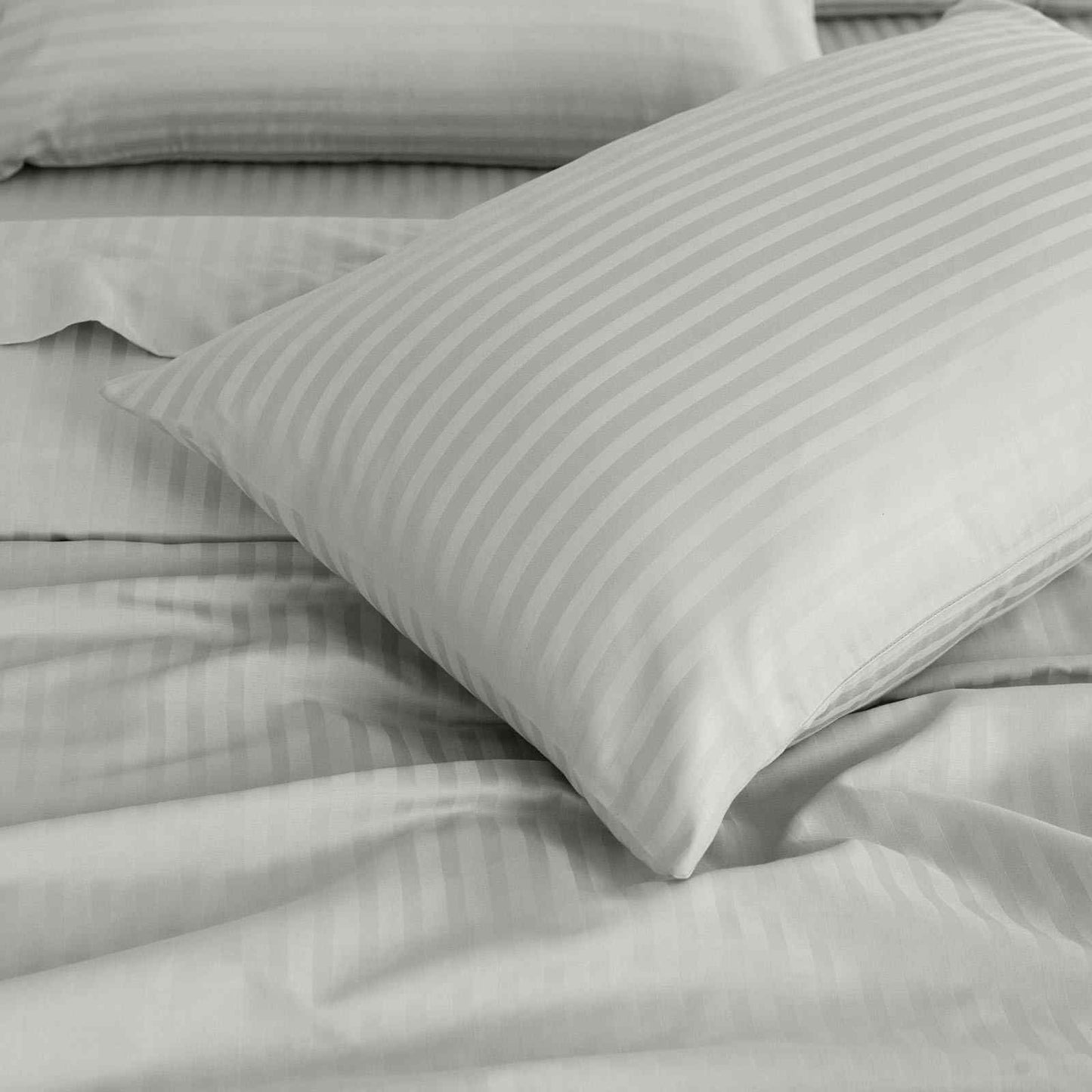 Royal Comfort 1200 Thread Count Damask Stripe Cotton Blend Sheet Sets Queen Silver