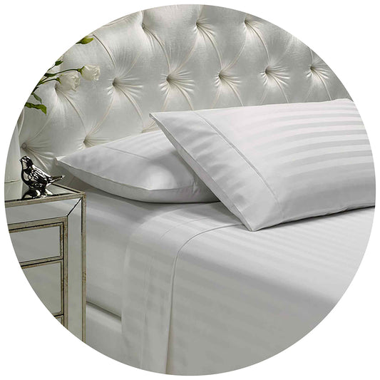 Royal Comfort 1200 Thread Count Damask Stripe Cotton Blend Sheet Sets King White