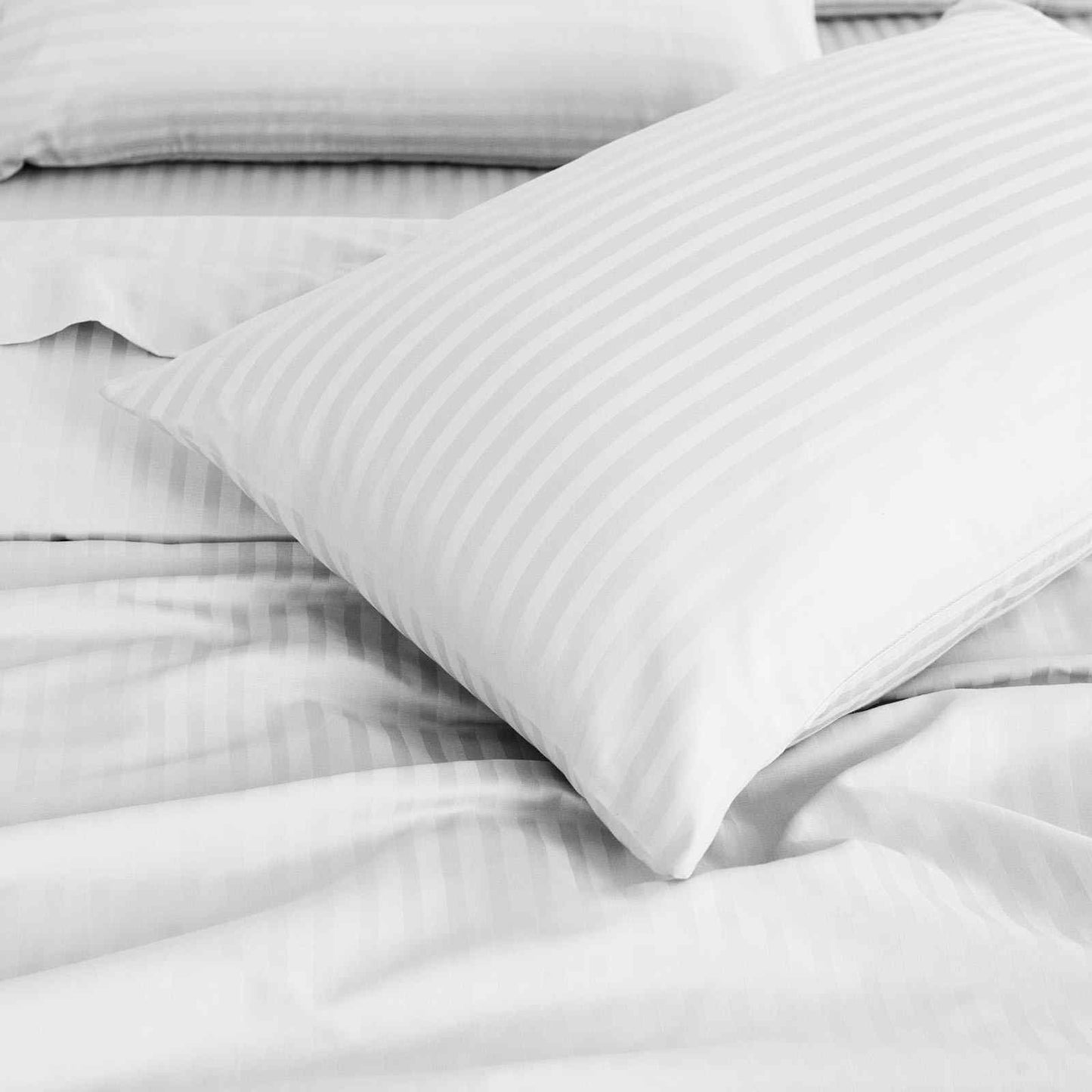 Royal Comfort 1200 Thread Count Damask Stripe Cotton Blend Sheet Sets King White
