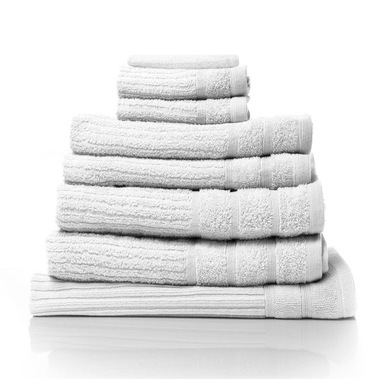 Royal Comfort Eden Egyptian Cotton 600 Gsm 8 Piece Towel Pack White