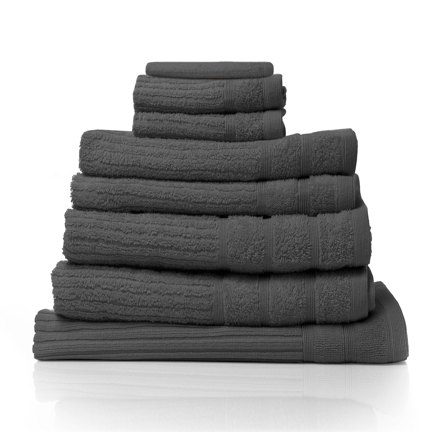 Royal Comfort Eden Egyptian Cotton 600 Gsm 8 Piece Towel Pack Granite