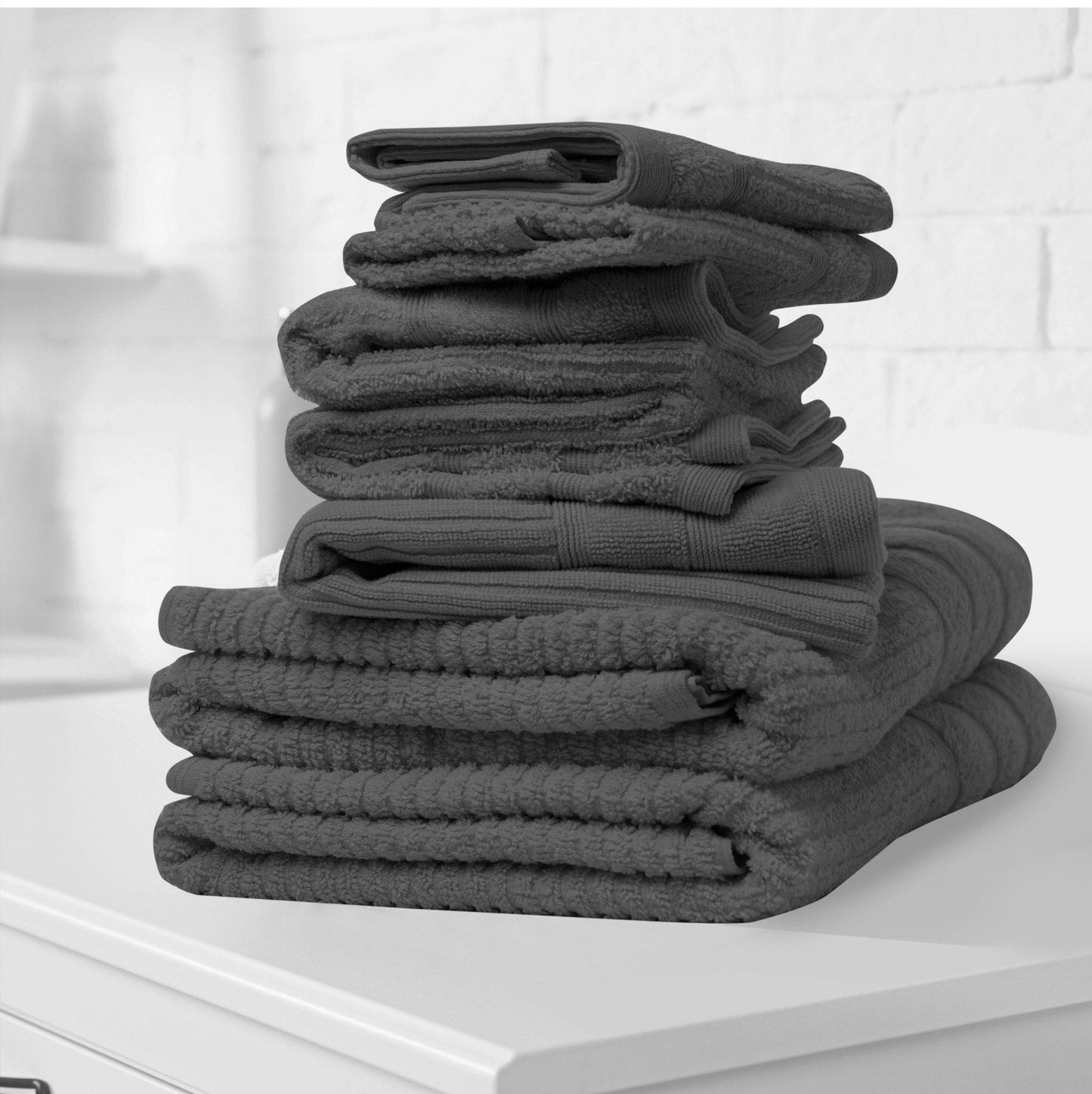 Royal Comfort Eden Egyptian Cotton 600 Gsm 8 Piece Towel Pack Granite