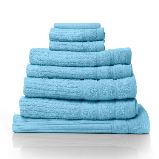 Royal Comfort Eden Egyptian Cotton 600 Gsm 8 Piece Towel Pack Aqua