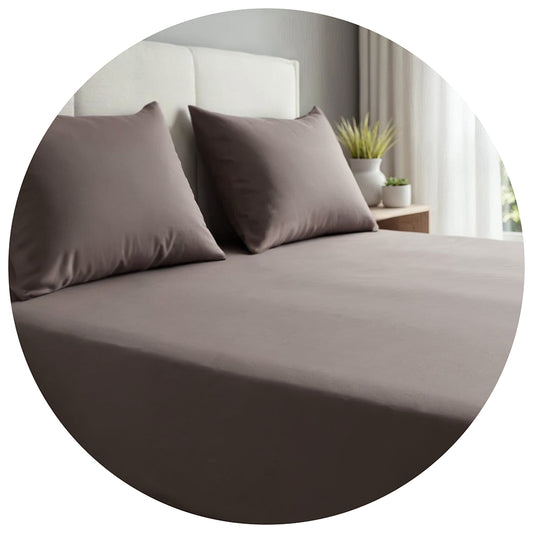 Royal Comfort 1500Tc Cotton Rich Fitted Sheet 3 Pc Set Double Dusk Grey