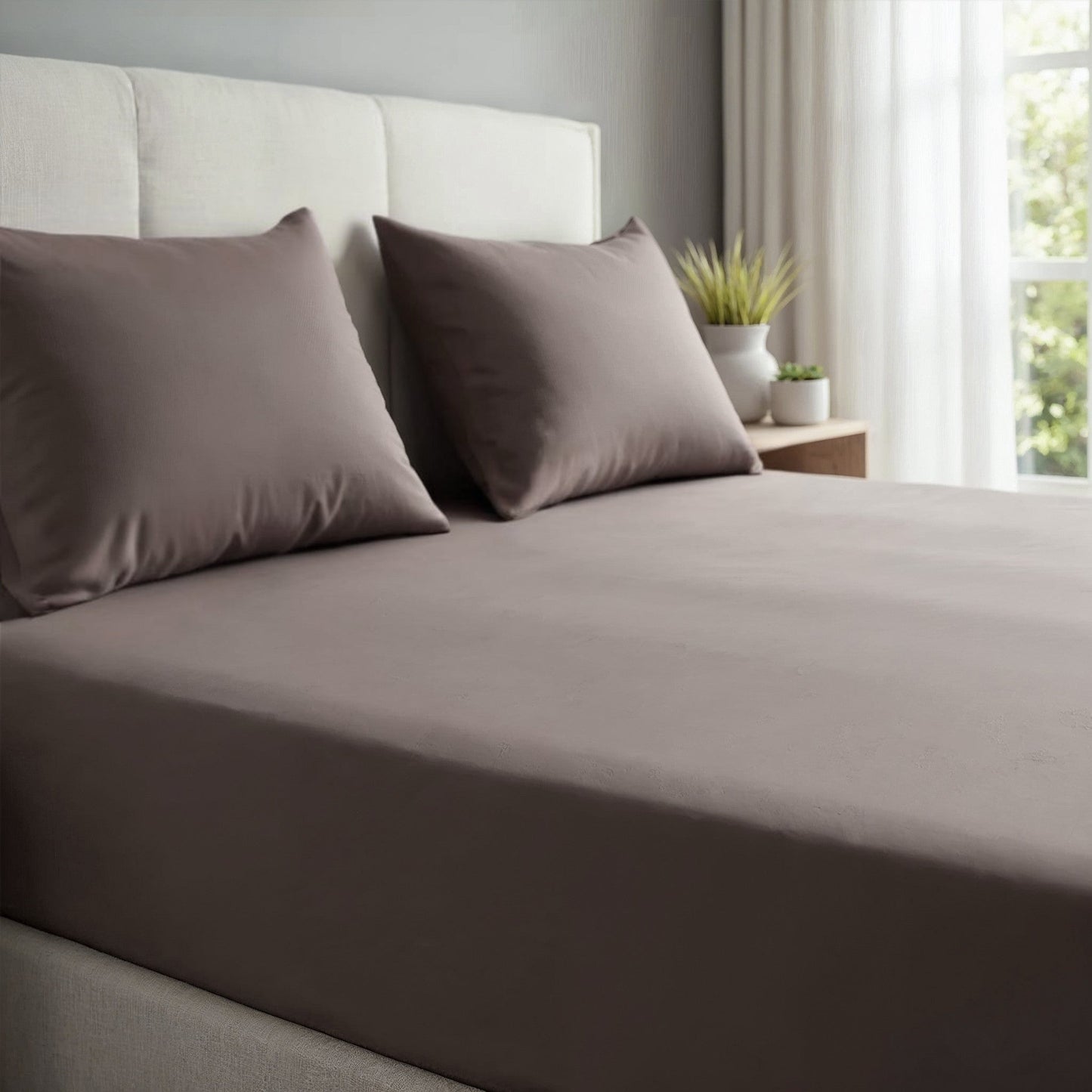 Royal Comfort 1500Tc Cotton Rich Fitted Sheet 3 Pc Set Double Dusk Grey