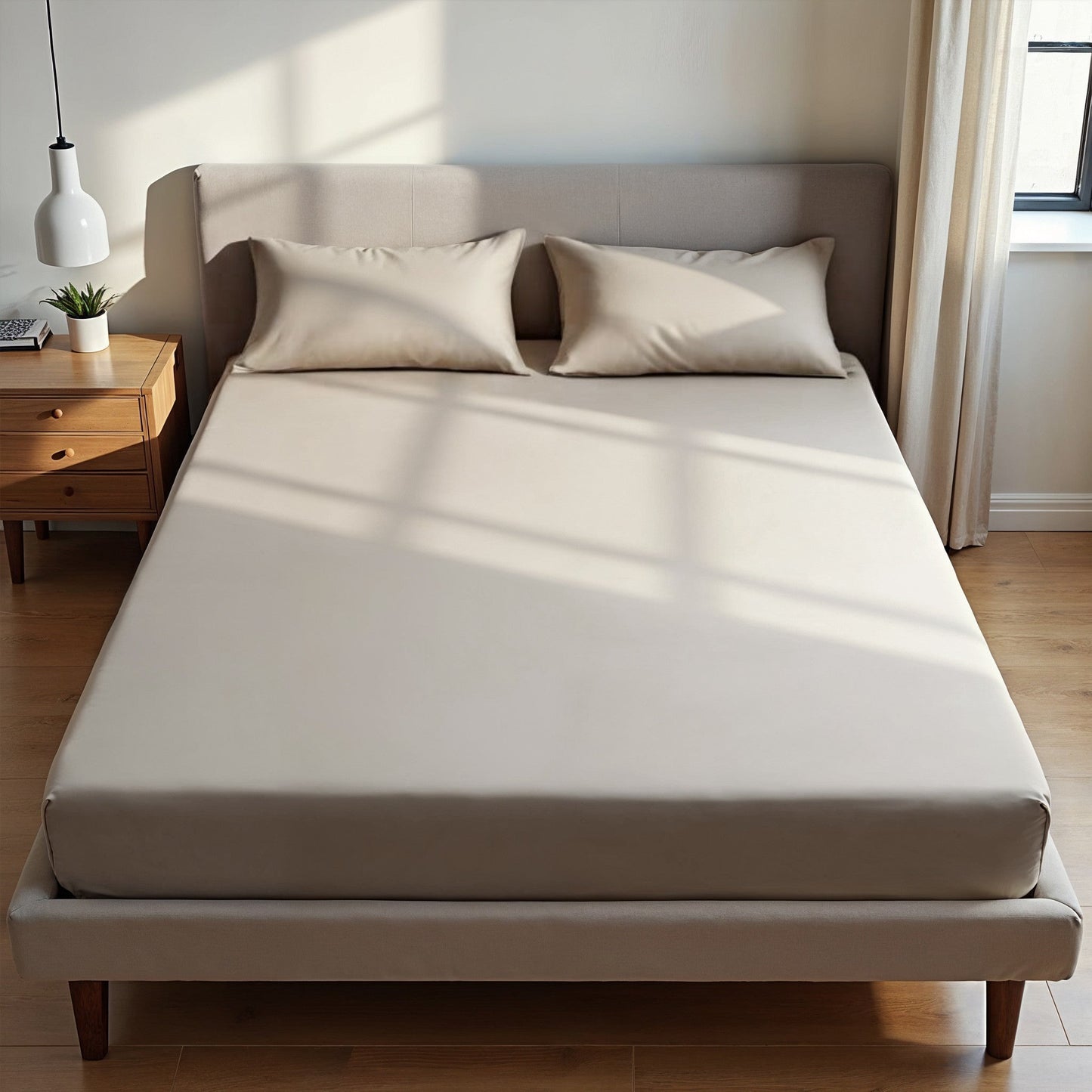 Royal Comfort 1500Tc Cotton Rich Fitted Sheet 3 Pc Set Double Stone