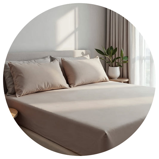 Royal Comfort 1500Tc Cotton Rich Fitted Sheet 3 Pc Set Double Stone
