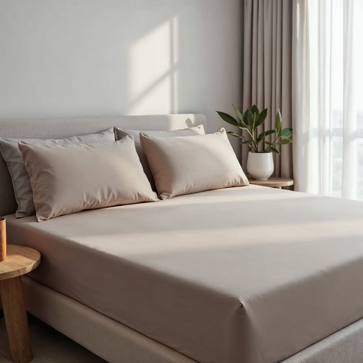 Royal Comfort 1500Tc Cotton Rich Fitted Sheet 3 Pc Set Double Stone